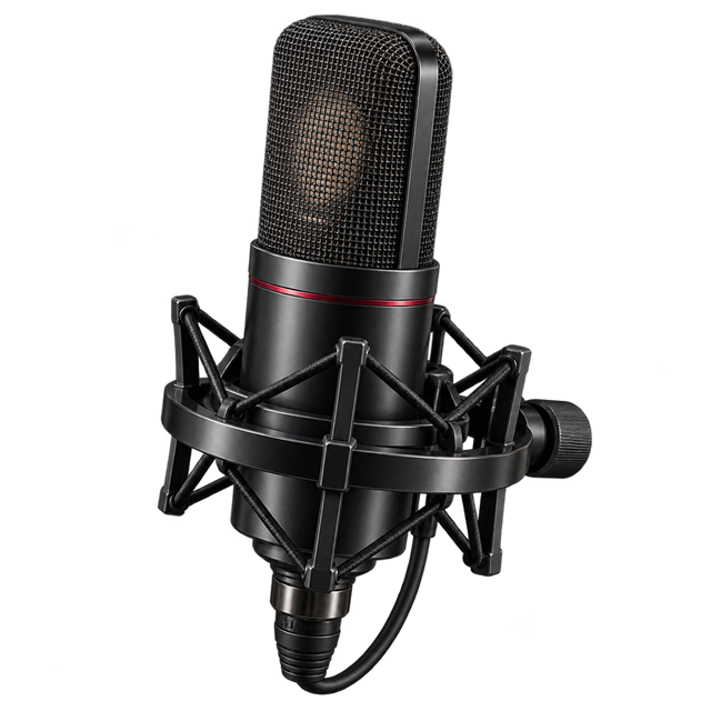 Studio microphone in a shock mount